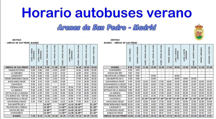 Imagen de referencia del horario de autobuses del valle